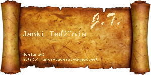 Janki Teónia névjegykártya